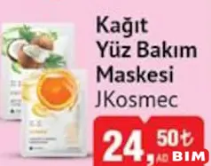 JKOSMEC KAĞIT YÜZ BAKIM MASKESİ JKOSMEC KAĞIT YÜZ BAKIM MASKESİ